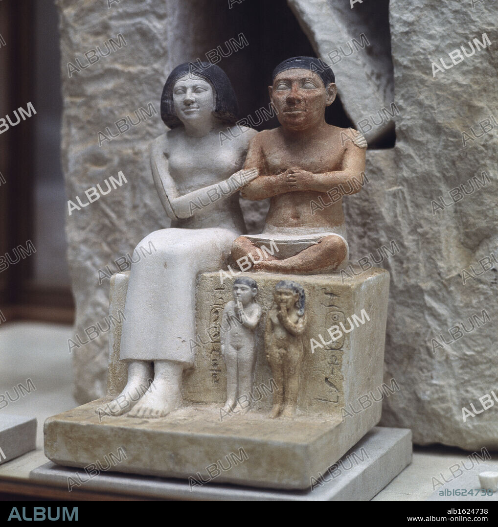 Seneb & His Family C.2300 BC Egyptian Art Sculpture Egyptian Museum, Cairo, Egypt.