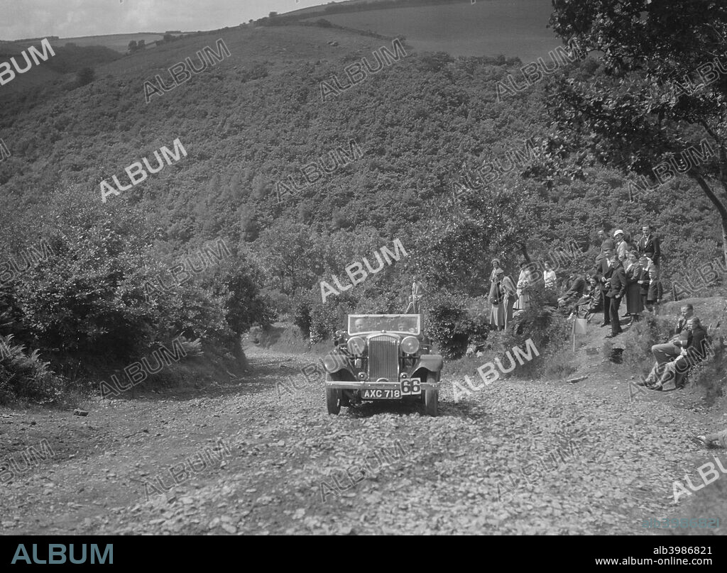 British Salmson 1933 1471 cc. Vehicle Reg. No.  AXC718.  Event Entry No: 66. Open body. Place: Mid-Surrey A.C. Barnstaple Trial. Date: 3/4.8.34.