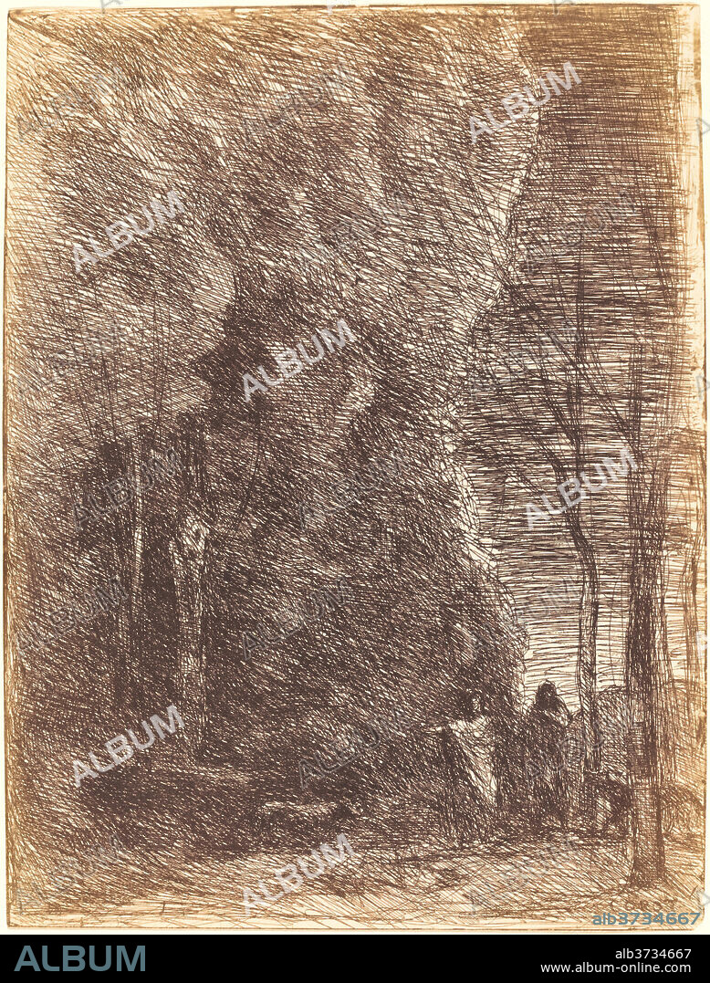 JEAN BAPTISTE CAMILLE COROT. Dante and Virgil (Dante et Virgile). Dated: 1858. Medium: cliche-verre (varnished salt print).