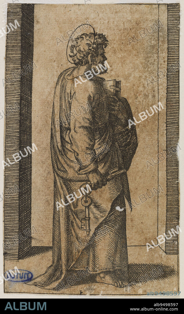 Jesus Christ and the apostles, Saint Peter. Second number of a suite of 13 pieces, part 1), page 163), Raimondi, Marc Antoine, Engraver, 16th century, Graphic Art, Print, Original Etching, Etching, Burin, Height: 8.2 cm, Width: 5 cm.