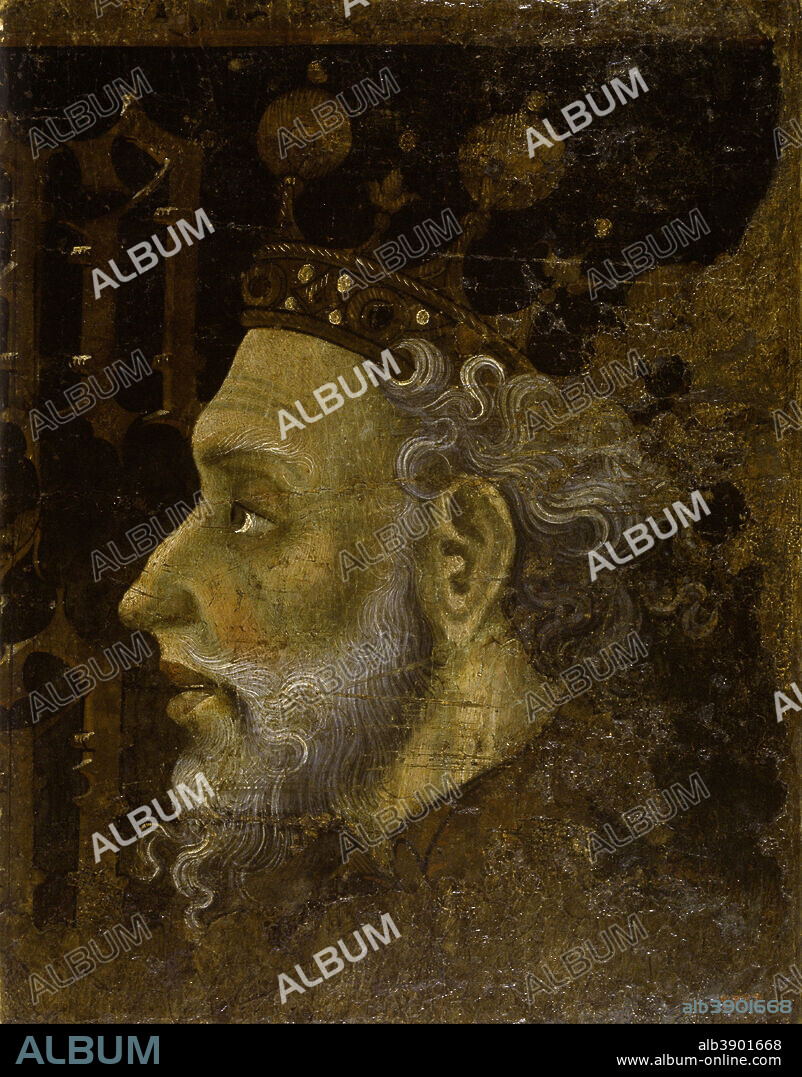 JAUME MATEU. Alfons IV the Magnanimous. Date/Period: 1427. Painting. Tempera on pine wood. Height: 563 mm (22.16 in); Width: 453 mm (17.83 in).