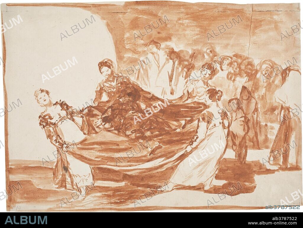 Francisco de Goya y Lucientes / 'Disparate femenino'. 1815 - 1819. Aguada roja, Sanguina sobre papel verjurado, ahuesado, 235 x 334 mm.
