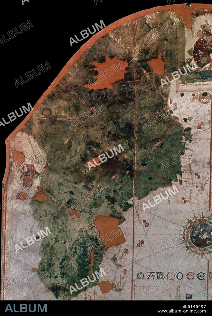 JUAN DE LA COSA (1449-1510). DET- PORTULANO- MAPA DE LA COSTA AMERICANA 1500 - Conjunto nº 36205.