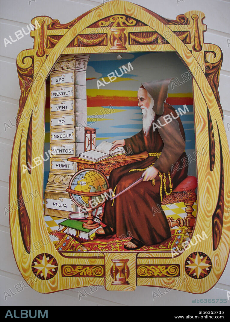 BAROMETRO DE CARTON DEL FRAILE DE LA CAPUCHA - INSTRUMENTO PARA MEDIR LA PRESION ATMOSFERICA.