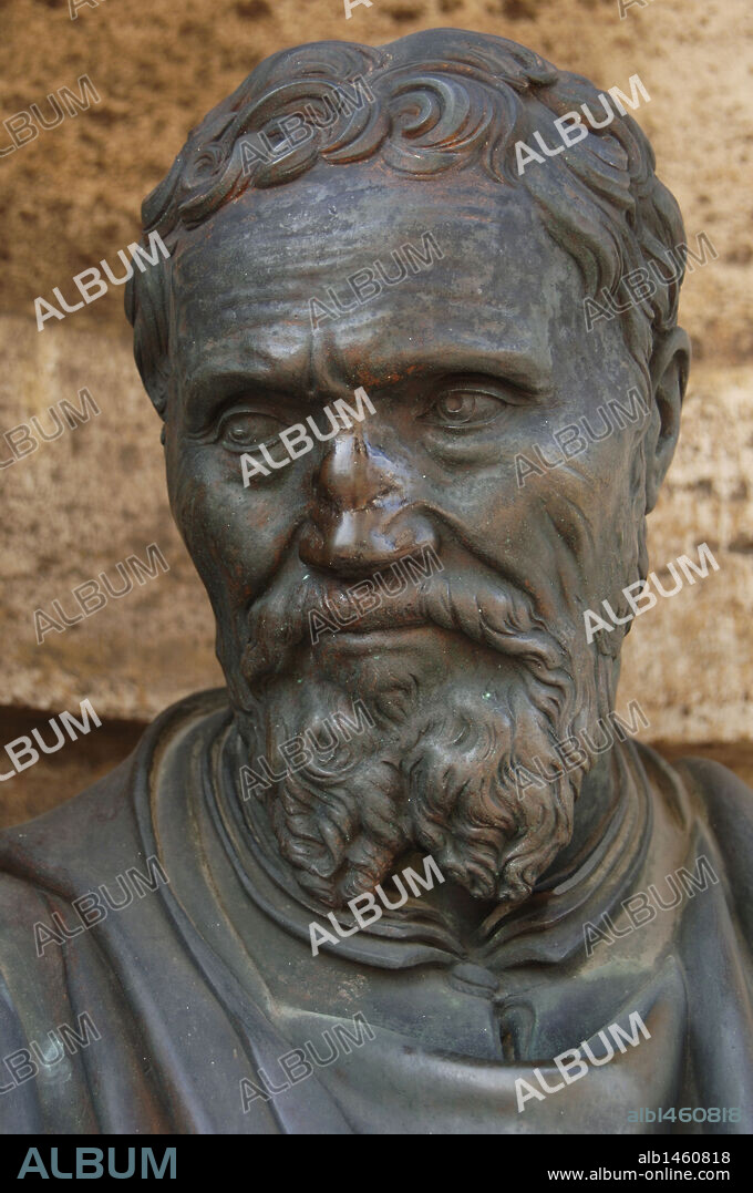 ARTE RENACIMIENTO. ITALIA. MIGUEL ANGEL (Michelangelo Buonarroti) (1475-1564). Pintor, escultor y arquitecto italiano. BUSTO DE MIGUEL ANGEL. Vaticano.