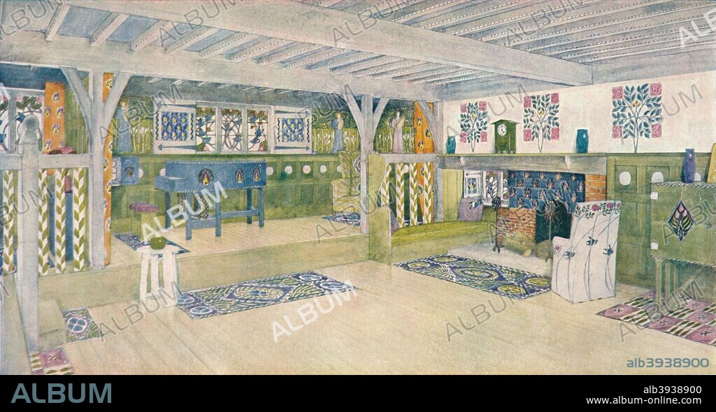 'Music Room in a House at Crowborough', c1902. The Music Room of what is thought to be Winscombe House. From The Studio Volume 26. [London Offices of the Studio, London, 1902].