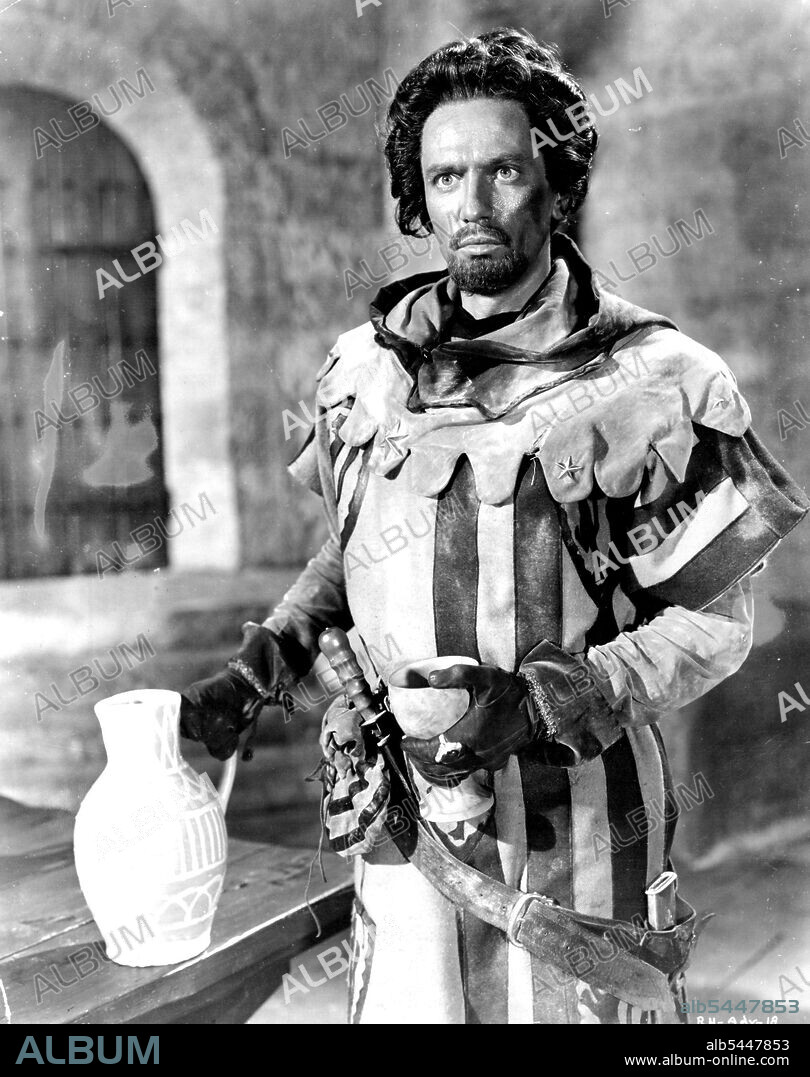 Robin Hood And His Merrie Men -- The Sheriff of Nottingham, whose battle of wits and strength against the daring Robin Hood provides many highlights, is dramatically brought to the screen by Peter Finch. He's a villain you'll love to have. May 12, 1955.