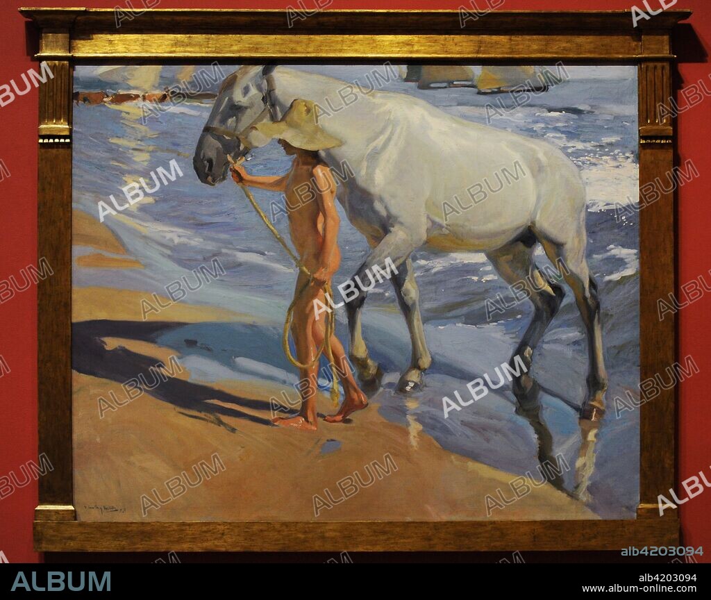 Joaquín Sorolla y Bastida (1863-1923). Pintor español. El baño del caballo, 1909. Oleo sobre lienzo, 205 x 250 cm. Museo Sorolla. Madrid. España.