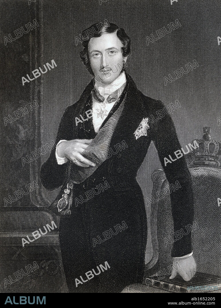 Albert Prince consort of Great Britain and Ireland Francis Albert Augustus Charles Emmanuel Prince of Saxe-Coburg-Gotha 1819 to 1861 Engraved by W Holl after Sir W C Ross From the book The National Portrait Gallery Volume IV published c1820.