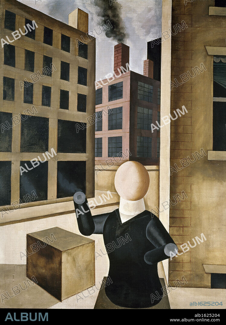 Figure in front of City Building by George Grosz, 1920, (1893-1959).