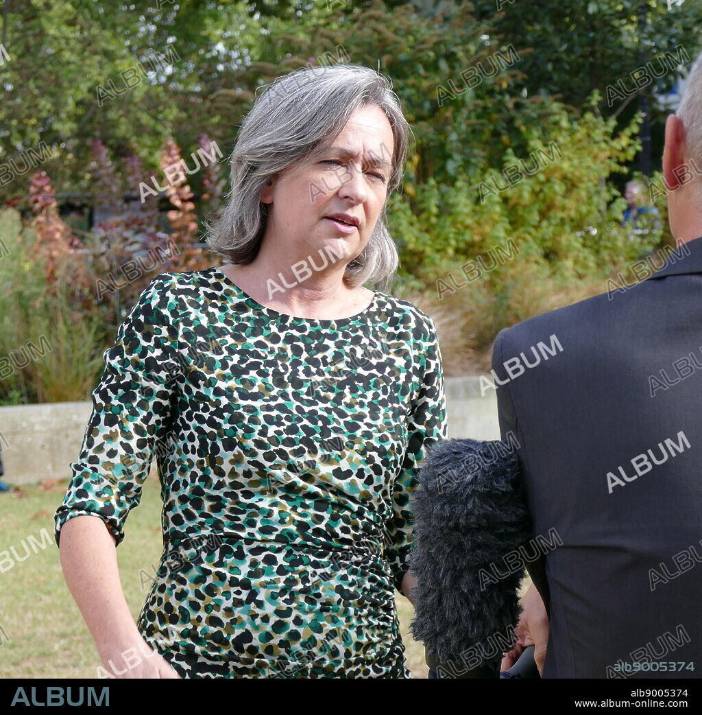 Elizabeth Saville Roberts giving a media interview, after parliament returned to sit, after the prorogation was annulled by the Supreme Court. 25th September 2019. Elizabeth Saville Roberts, is a senior a Plaid Cymru politician. She was first elected as the Member of Parliament (MP) for Dwyfor Meirionnydd in May 2015.