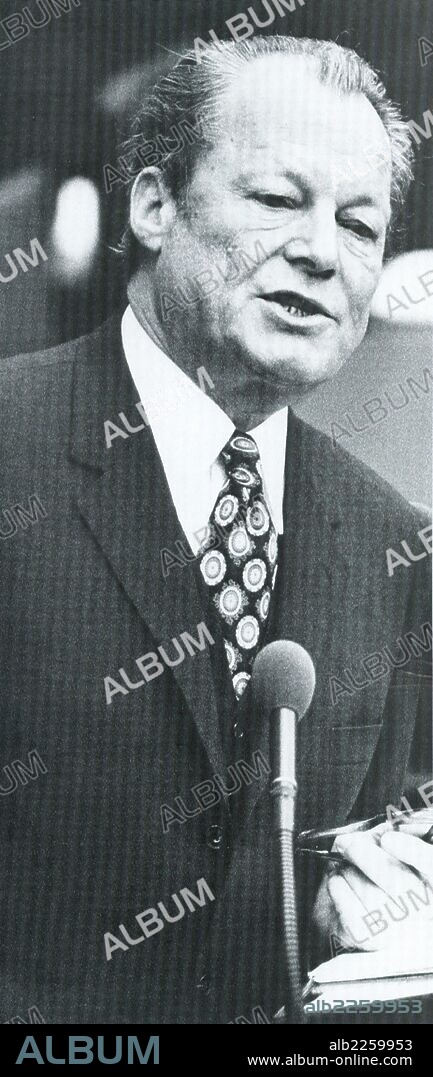 Willy Brandt, born Herbert Ernst Karl Frahm (1913 - 1992) German politician, Chancellor of West Germany 1969 - 1974, and leader of the Social Democratic Party of Germany (SPD) 1964 - 1987.