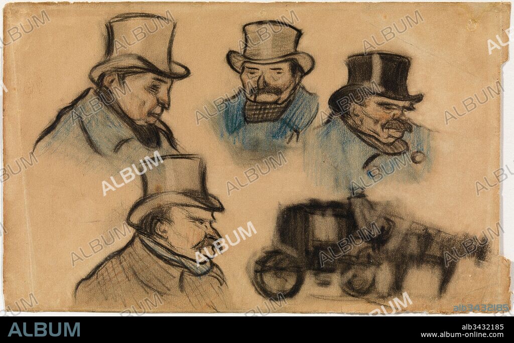 Pablo Picasso / "Cocheros", 1900, Drawing on paper (charcoal and colored pencils), 13 x 20.5 cm, MPB4778.