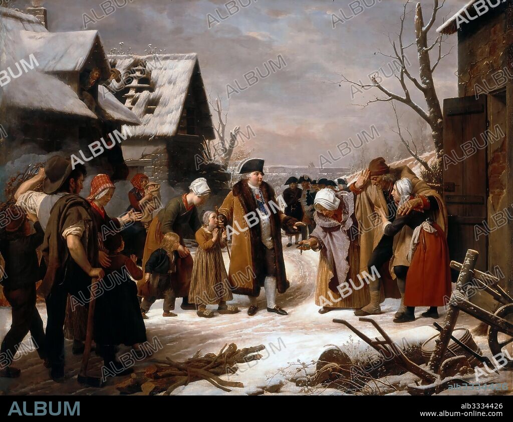 LOUIS HERSENT. Louis XVI Distributing Alms to the Poor of Versailles during the Winter of 1788.