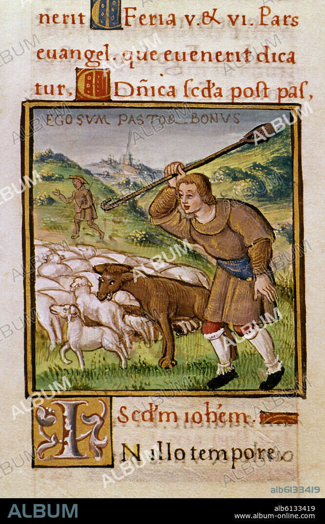Evangelistary. The Good Shepherd, the Wolves and the Flock. Madrid, National Library.
