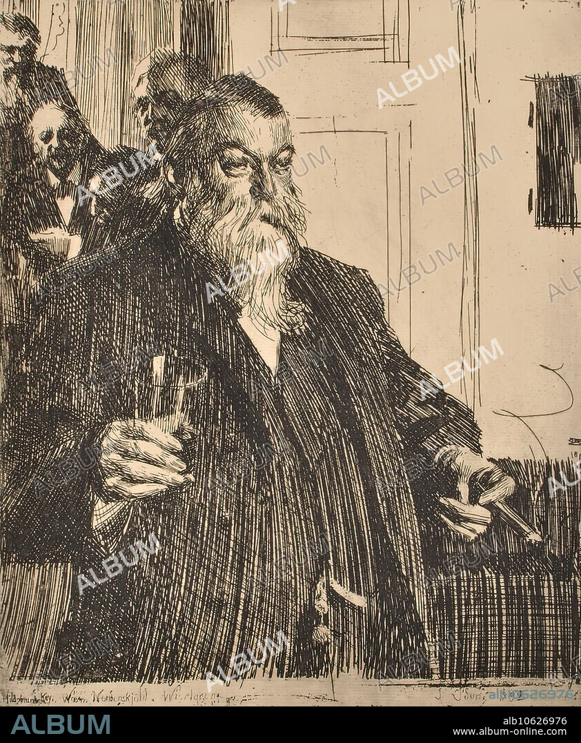 ANDERS LEONARD ZORN. Portrait, 1893. Gentleman in full beard, fitted with cigar and goggles. In the background four more gentlemen can be seen in the adjoining room.