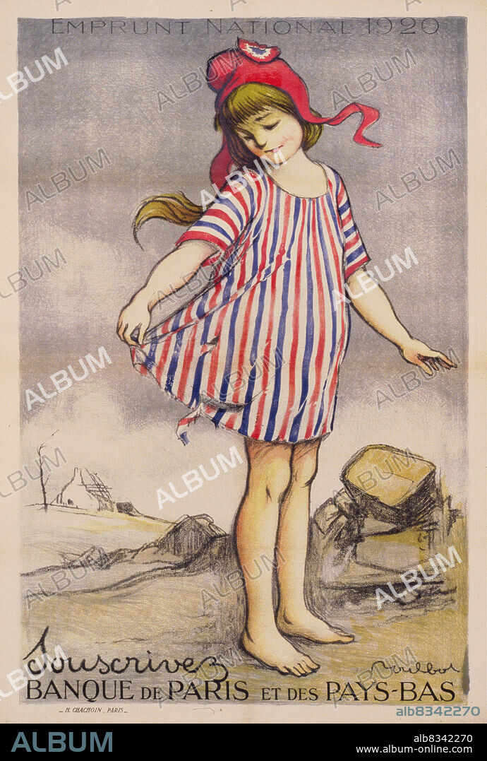 FRANCISQUE POULBOT. Emprunt National 1920. Souscrivez Banque de Paris et des Pays-Bas.