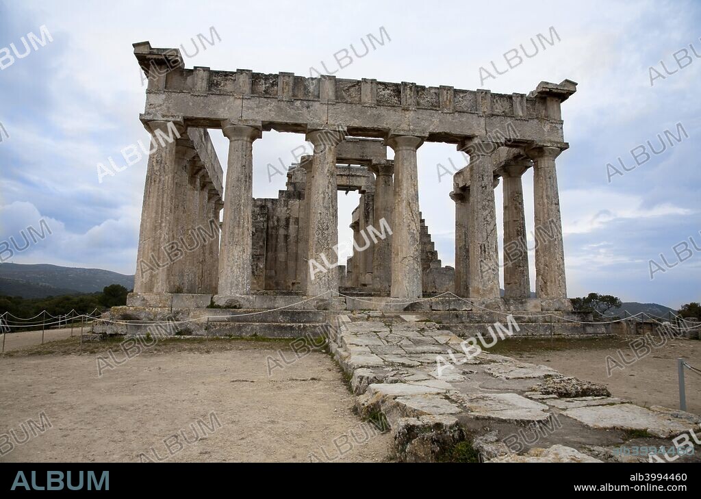 The Temple of Aphaea, Aegina, Greece. The Temple of Aphaea was built on the foundations of an earlier 6th century BC temple. A peripteral temple of six by 12 columns, it was dedicated to Aphaia, a Greek goddess who was worshipped exclusively at this sanctuary.