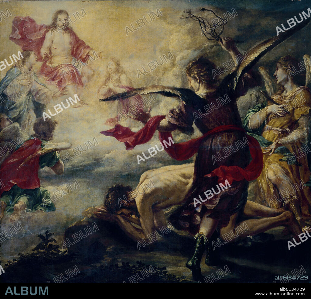 JUAN DE VALDÉS LEAL. LA FLAGELACION DE SAN JERONIMO POR LOS ANGELES, 1657, O/L 223,5x245,5.