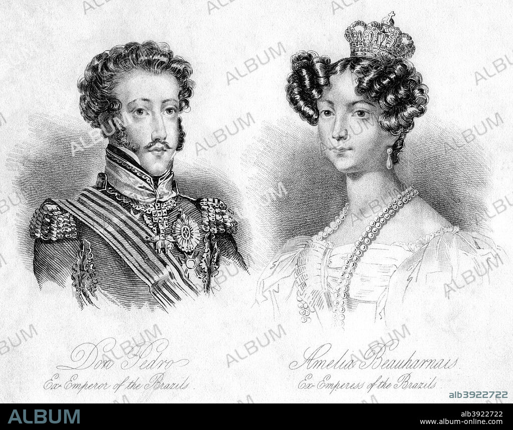 Pedro I, Emperor of Brazil and Princess Amelie of Leuchtenberg. Pedro I proclaimed Brazil independent from Portugal and declared himself its Emperor in 1822. He married Amelie of Leuchtenberg, the granddaugther of Josephine de Beauharnais, Empress of the French, in 1829. The couple left Brazil for Portugal after Pedro abdicated in 1831.