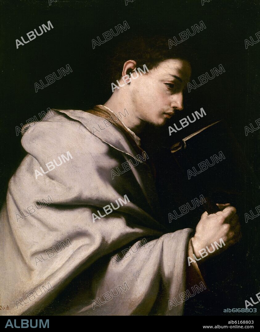 JOSE DE RIBERA 'LO SPAGNOLETTO'. 'San Matias', siglo XVII, Óleo sobre lienzo, 76 x 63 cm, Nº1093.