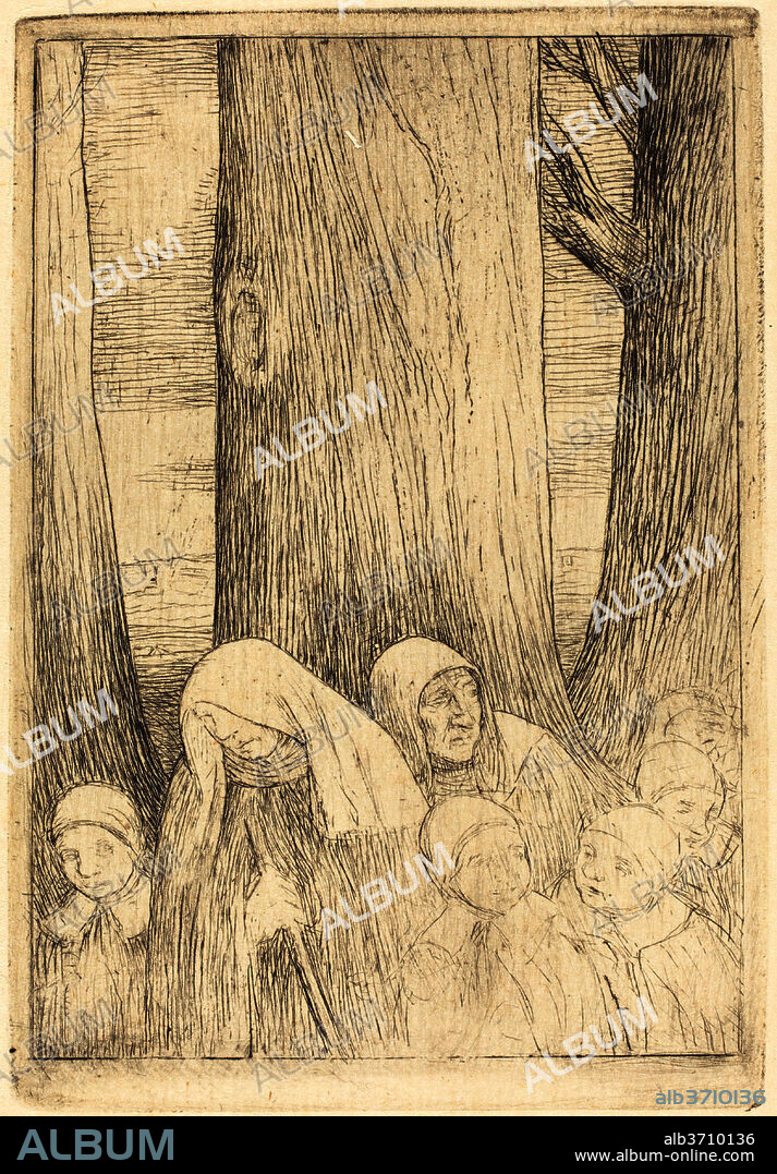 ALPHONSE LEGROS. Orphans (Les orphelins (?)). Medium: etching and drypoint?.