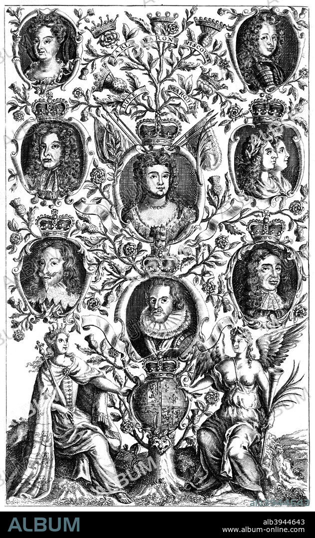 Queen Anne's (1665-1714) family tree. Anne, Queen of Great Britain and Ireland from 1702 to 1714, was the second daughter of James II and the sister of Mary II. The Act of Union between England and Scotland was passed during Anne's reign, making her the last monarch to hold the separate titles of Queen of England and Queen of Scotland.