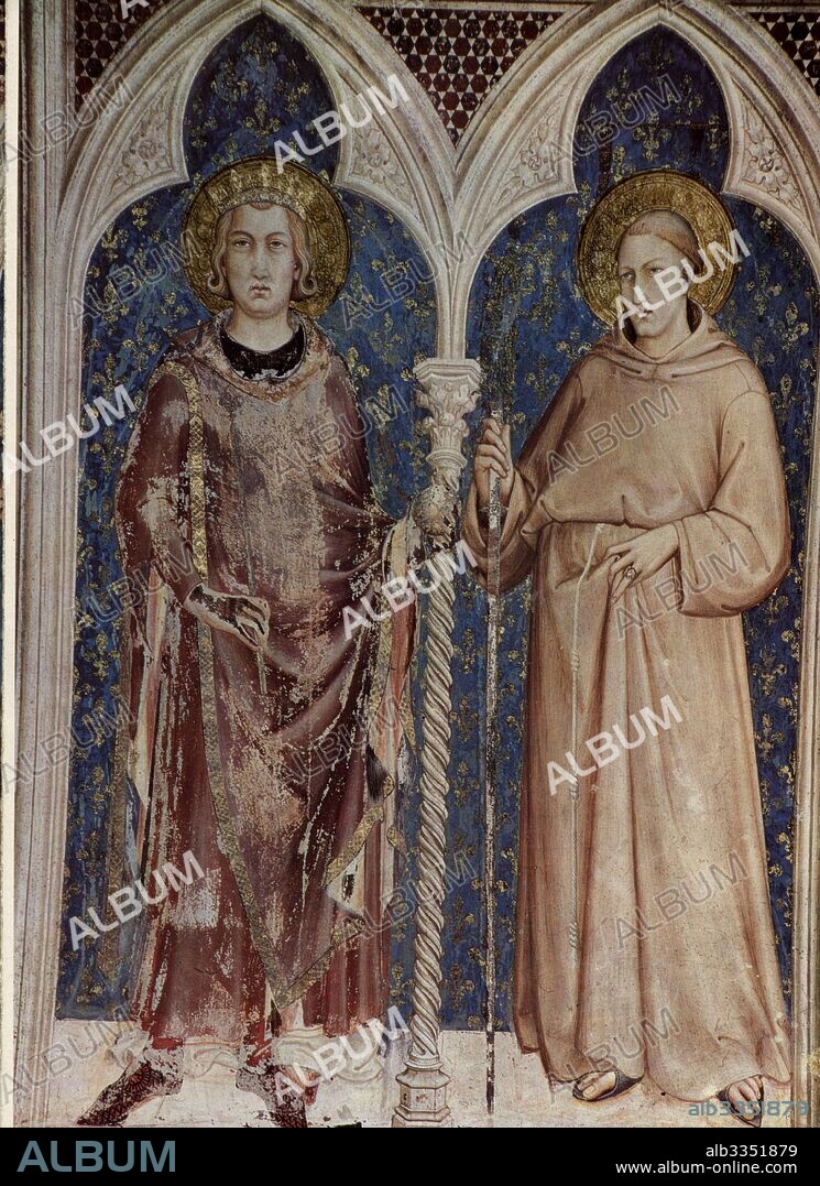 MARTINI, SIMONE, DI. Saint Louis IX of France and Saint Louis of Toulouse (Fresco of the Basilica of San Francesco d'Assisi).