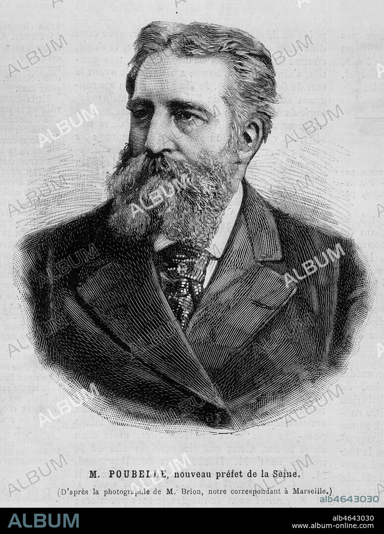 Portrait d' Eugene POUBELLE (1831-1907). Illustration anonyme pour le Monde Illustre du 20 octobre 1883. Credit : Collection Kharbine-Tapabor.