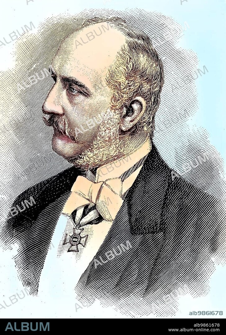 Portrait of George V, George Frederick Alexander Charles Ernest Augustus, in German Georg Friedrich Alexander Karl Ernst August, 27 May 1819, 12 June 1878, was the last King of Hanover, digital improved reproduction of an original print from the 19th century