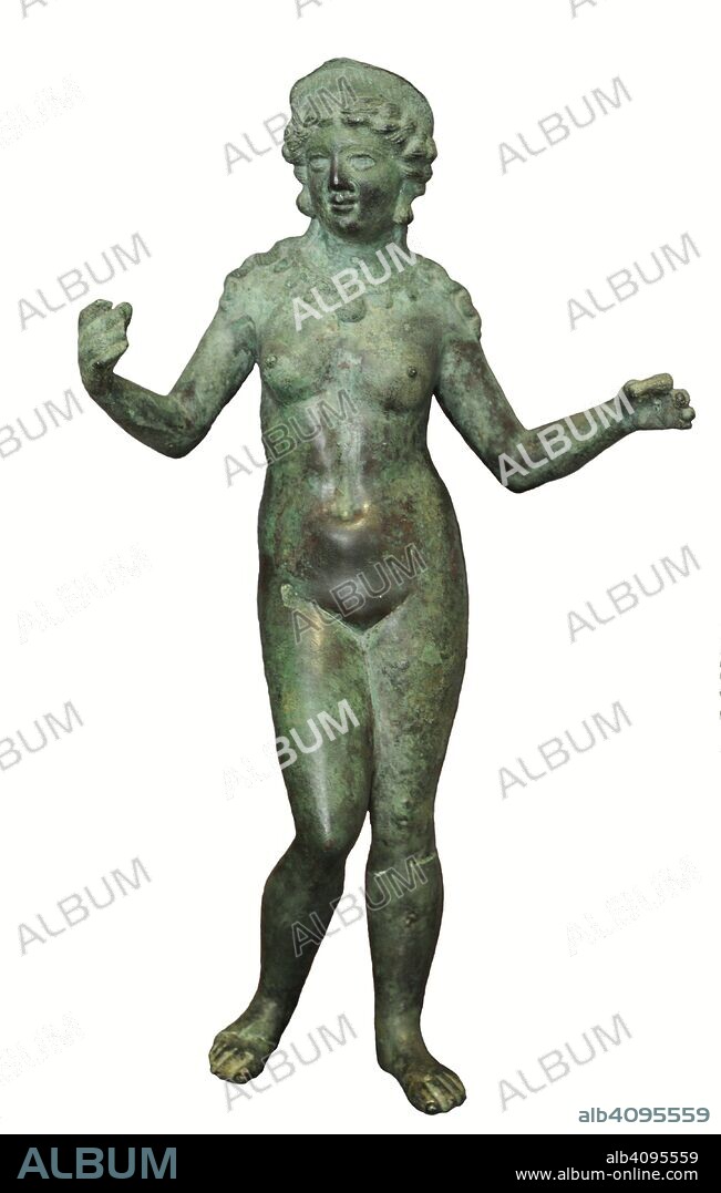 Statue of Goddess Minerva. 1st century AD. Bronze. From Palma del Rio, Cordoba province, Andalusia, Spain. National Archaeological Museum. Madrid. Spain.