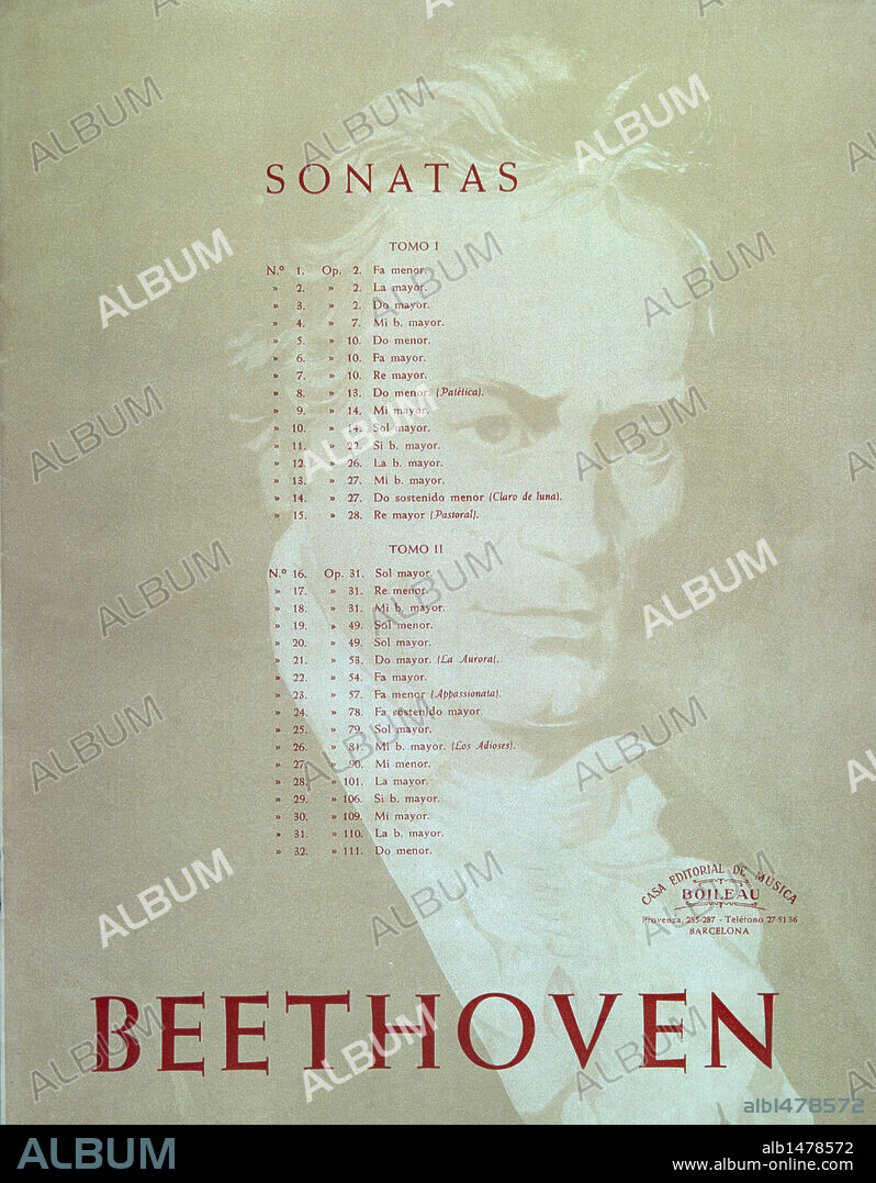 Portada de las "Sonatas" del compositor alemán Ludwig van Beethoven (Bonn, 1770-Viena, 1827).