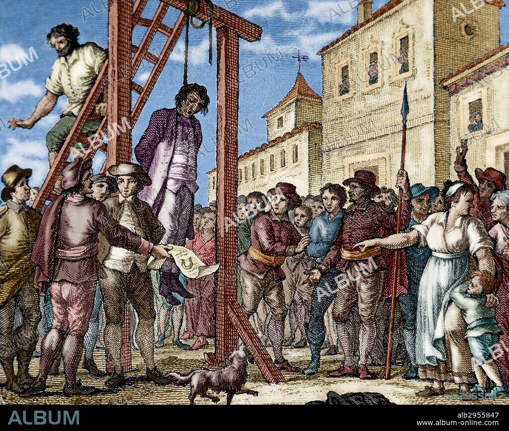 PEQUEÑAS ANTILLAS. ISLA DE GRANADA. Isla descubierta por Cristobal Colón en 1498. Durante la ocupación francesa (1650) los colonos de la isla se levantaron contra un gobernador tirano, arrestándolo, erigiendo un tribunal y sentenciándolo a morir ahorcado. Grabado coloreado de 1807.