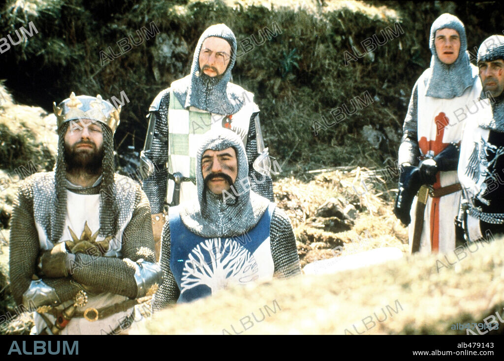 ERIC IDLE, JOHN CLEESE and MICHAEL PALIN in MONTY PYTHON AND THE HOLY GRAIL, 1975, directed by TERRY GILLIAM and TERRY JONES. Copyright PYTHON PICTURES/EMI.