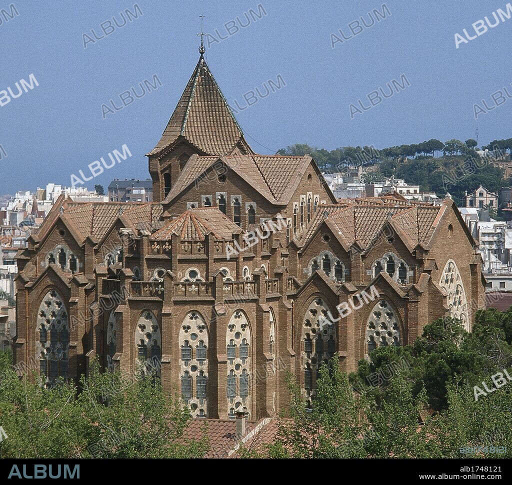 Spain, Catalonia, Barcelona. Catalan Modernism. Santa Maria de Valldonzella Monastery. Cistercian nuns order. It was constructed by architect Bernardi Martorell (1877-1937) in Neo-Gothic style, bare-brick building.
