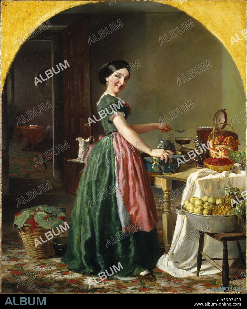 LILLY MARTIN SPENCER. Kiss Me and Youll Kiss the Lasses. Date/Period: 1856. Painting. Oil on canvas. Height: 76 cm (29.9 in); Width: 63.3 cm (24.9 in).