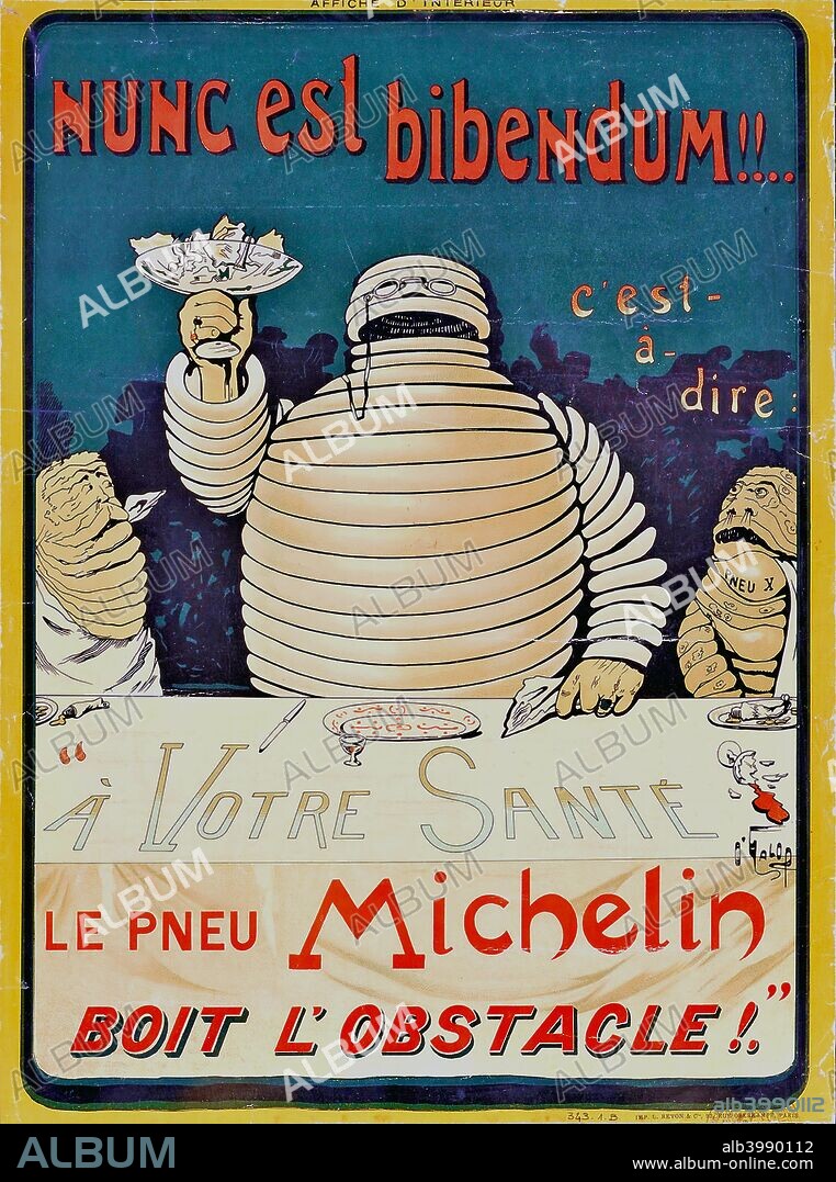 O'Galop, seudónimo de Marius Rossillon (1867- 1946). Cartel con Mr Bibendum publicidad de neumáticos Michelin. 150 x 120 cm. 1894.