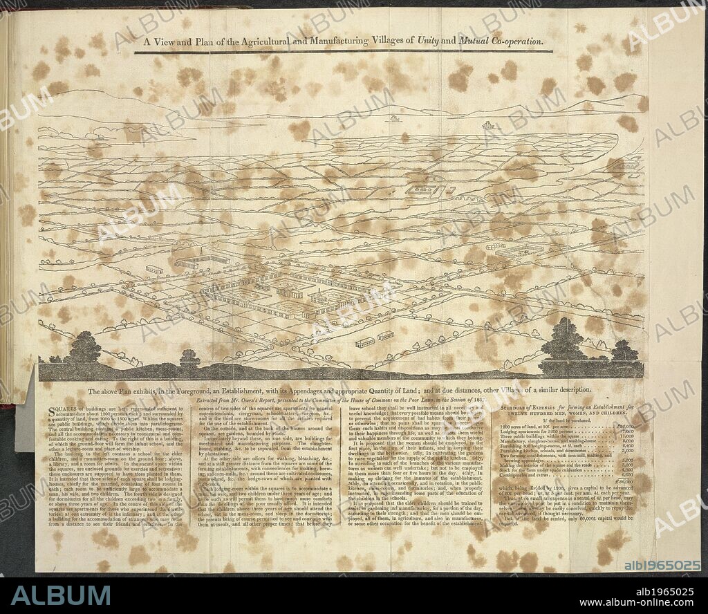 ROBERT OWEN. A view and plan of the agricultural and manufacturing villages of unity and mutual co-operation. New View of Society. Tracts relative to this subject; viz. Proposals for raising a Colledge of Industry of all useful Trades and Husbandry. By John Bellers. (Reprinted from the original published 1696. Report to the Committee of the Association for the relief of the manufacturing and labouring poor. A brief sketch of the Religious Society of people called Shakers (communicated by W. S. Warder). With an account of the public proceedings connected with the subject, which took place in London in July and August 1817. Published by R. Owen. London, 1818. Source: 1137.k.3, opposite 24. Language: English.