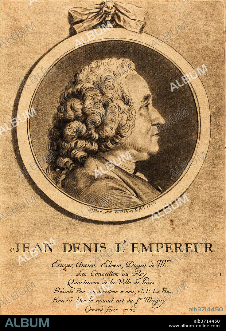 PIERRE GONORD AFTER CHARLES-NICOLAS COCHIN II. Jean Denis L'Empereur. Dated: 1761. Dimensions: sheet (trimmed within plate mark): 18.8 x 13.6 cm (7 3/8 x 5 3/8 in.). Medium: crayon-manner engraving on laid paper.