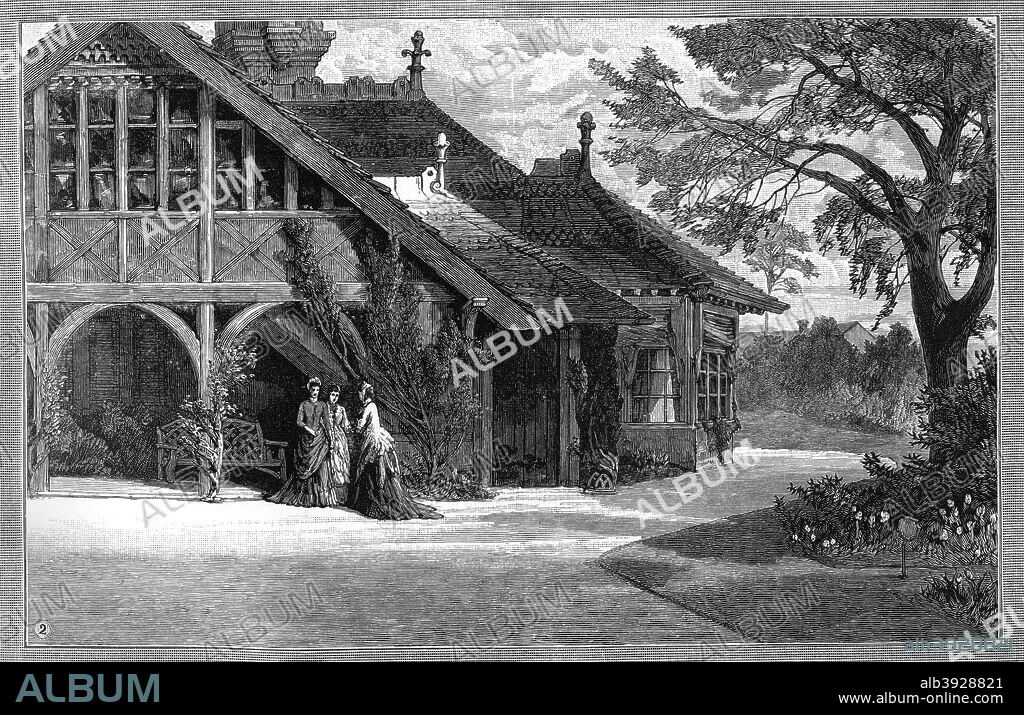 The Dairy, Sandringham, Norfolk, 1887. Queen Victoria purchased the Sandringham estate in 1862 as a home for her eldest son, the Prince of Wales, and his new bride, Princess Alexandra. A print from The Illustrated London News, 1st January 1887.