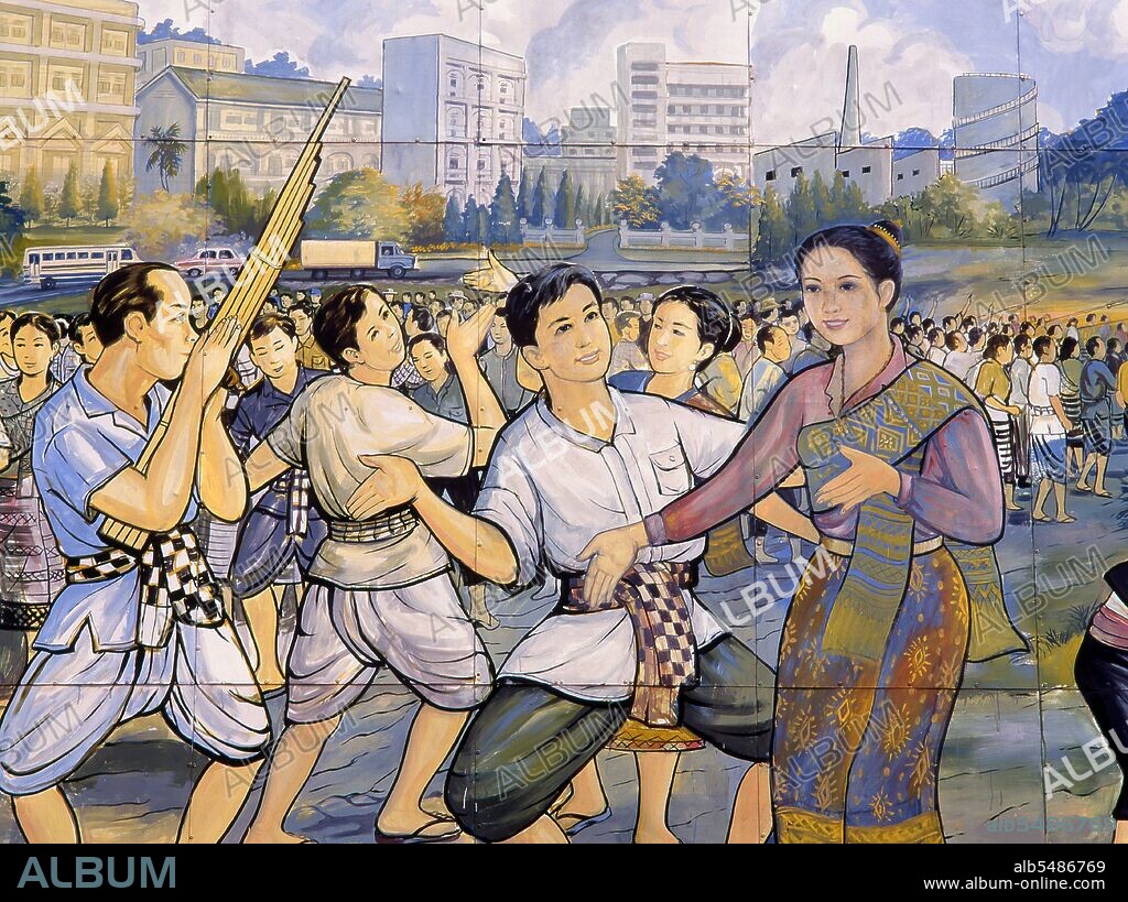 Laos: Revolutionary Socialist realist-style political poster