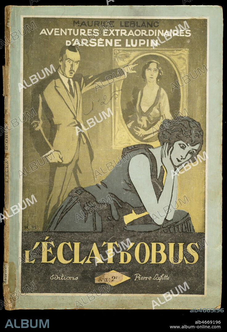 Couverture du roman ' L' Eclat d'obus (1914)' par Maurice LEBLANC (1864-1941) aux editions Pierre Lafitte, 1923. Illustration de Roger BRODERS (1883-1953) ADAGP. Credit : Collection Kharbine-Tapabor.