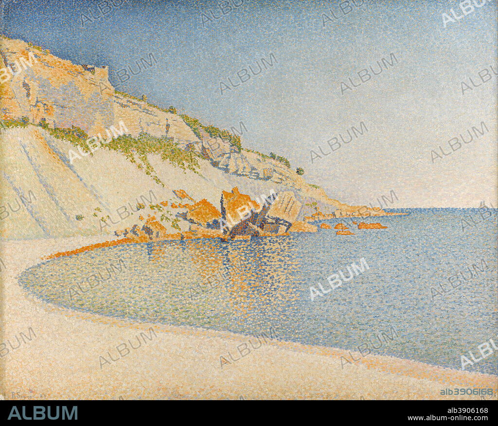PAUL SIGNAC. Cassis, Cap Lombard, Opus 196. Date/Period: April 1889 - June 1889. Painting. Oil, canvas, Wooden, painted, yellow. Height: 835 mm (32.87 in); Width: 998 mm (39.29 in).