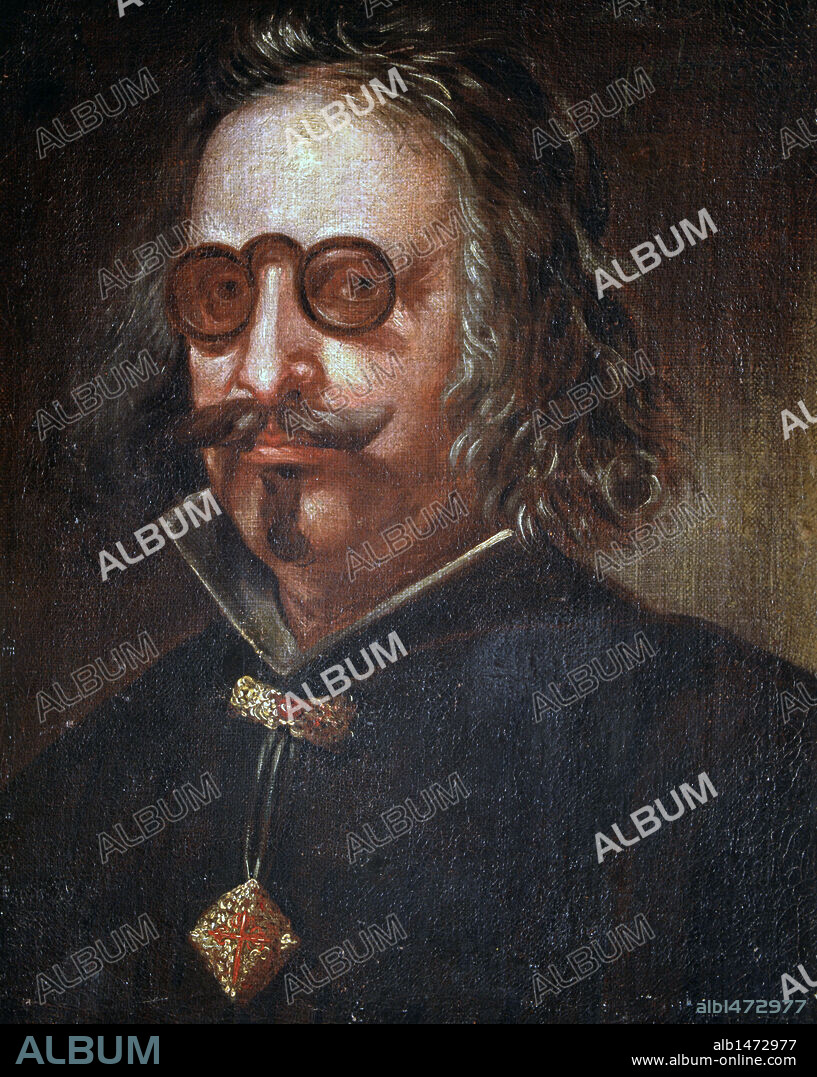 FRANCISCO DE QUEVEDO (1580-1645). Escritor español. RETRATO ANONIMO del s. XVIII, copia de Velázquez. Colección particular. Madrid. España.