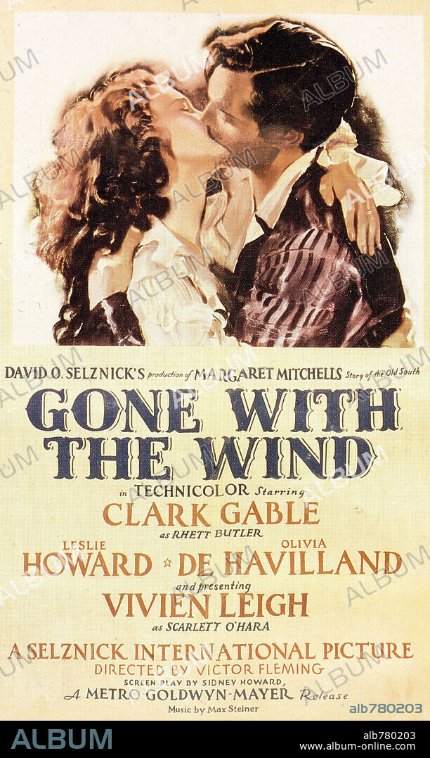 Poster de LO QUE EL VIENTO SE LLEVÓ, 1939 (GONE WITH THE WIND), dirigida por GEORGE CUKOR y VICTOR FLEMING. Copyright M.G.M.