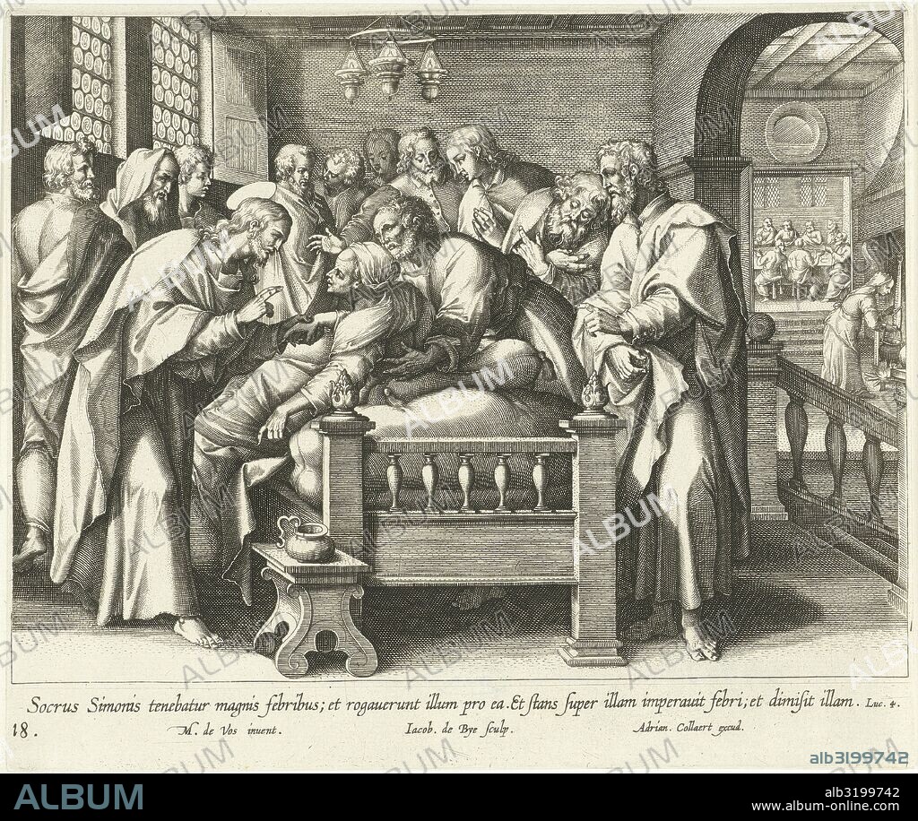 Healing the mother of Peter, Jacques de Bie, Adriaen Collaert, 1598 - 1618.