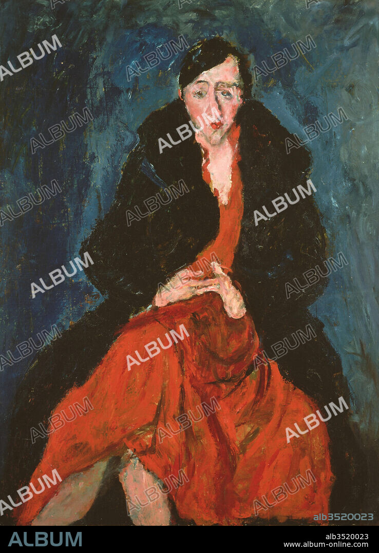 Portrait of Madeleine Castaing, ca. 1929, Oil on canvas, 39 3/8 × 28 3/4 in. (100 × 73 cm), Paintings, Chaim Soutine (French (born Lithuania), Smilovitchi 1893–1943 Paris), Soutine met the successful Parisian interior decorator and antiquarian Madeleine Castaing (1894-1992) in 1920. She and her husband became one of the artist's most important patrons during the following decade.