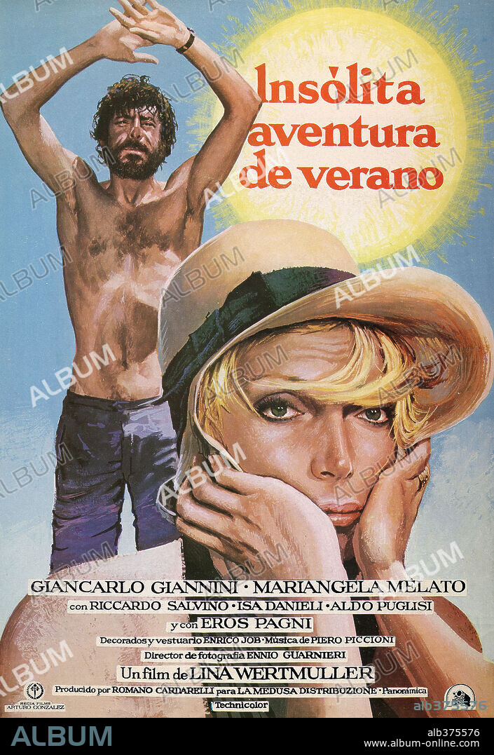 Poster de INSÓLITA AVENTURA DE VERANO, 1974 (TRAVOLTI DA UN INSOLITO DESTINO NELL'AZZURRO MARE D'AGOSTO), dirigida por LINA WERTMULLER.