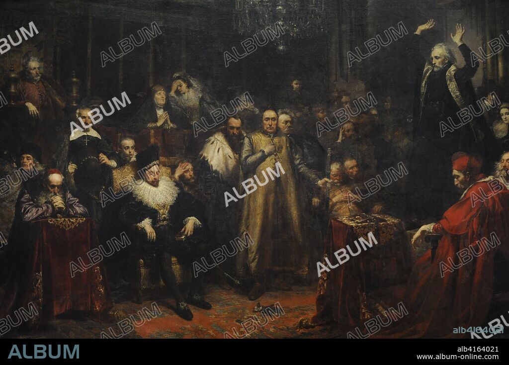Piotr Skarga (1536-1612). Polish Jesuit preacher and writer. The Sermon of Piotr Skarga, 1864, by Jan Matejko (1838-1893). Detail. National Museum. Warsaw. Poland.