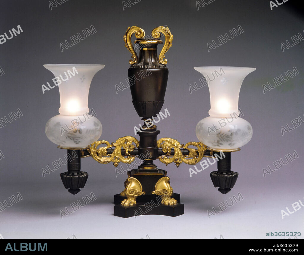 Argand Lamp. Dimensions: 17 7/8 x 17 x 7 7/8 in. (45.4 x 43.2 x 20 cm). Maker: Attributed to Messenger Company. Date: 1835-40.